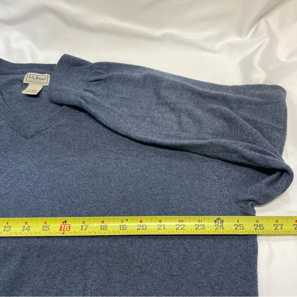 L.L. Bean Sweater XL Pullover Knit Cotton Cashmere Long Sleeve V Neck‎ Layering